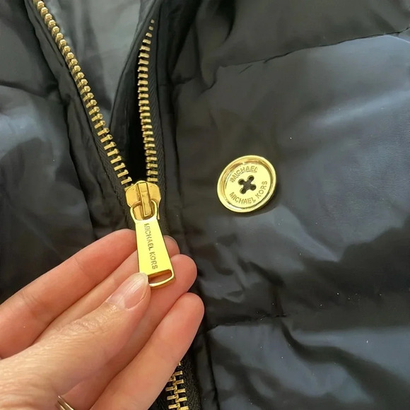 Michael Kors Longline Belted Puffer Coat Women’s XXS Navy Faux-Fur-Trim Jacket - Picture 12 of 16